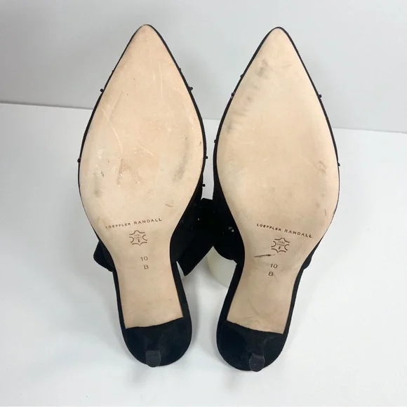 Loeffler Randall Berkley Black Suede Sequin Mule Kitten Heel Pointed Toe size 10